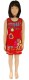 VESTITO BAMBINA SMANICATO IN COTONE CON TAGLI, TIE