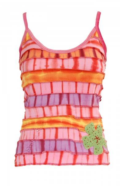 TANK TOPS WITH EMBROIDERY TOP IN STRIPED COTTON, WITH APPLIED FLOWER.A - com Etnika Slog d.o.o.