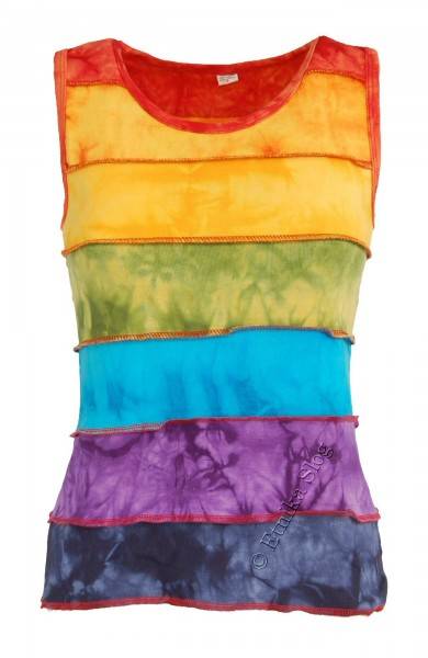 TANK TOPS WITH EMBROIDERY TOP IN STRIPED COTTON, TIE DYE WITH WIDE SHOULDER - Etnika Slog d.o.o.