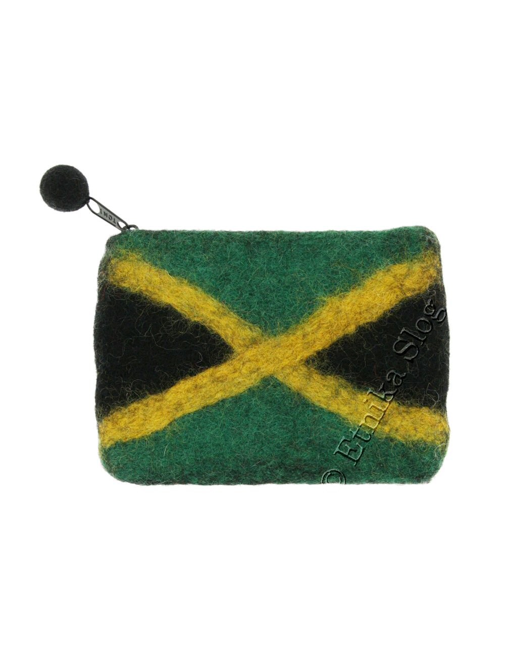 CHANGE PURSE MADE OF FELT, MOTIVE FLAG OF JAMAICA, WITH ZIPP