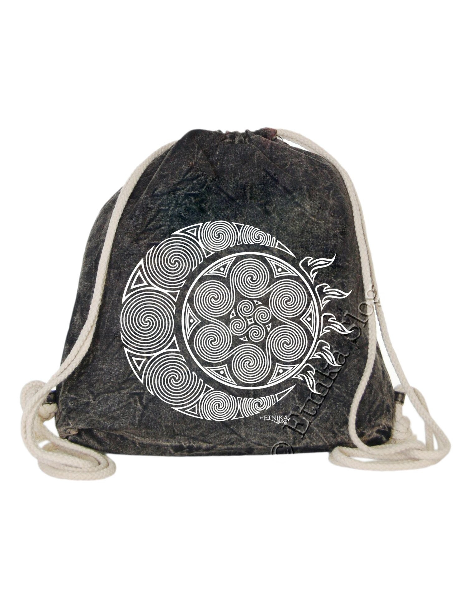 ZAINO SACCO IN COTONE STONE WASHED CON STAMPA - SOLE LUNA CE