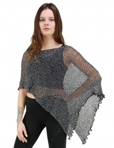 STRETCH PONCHO MADE OF VISCOSE, WITH SILVER LUREX