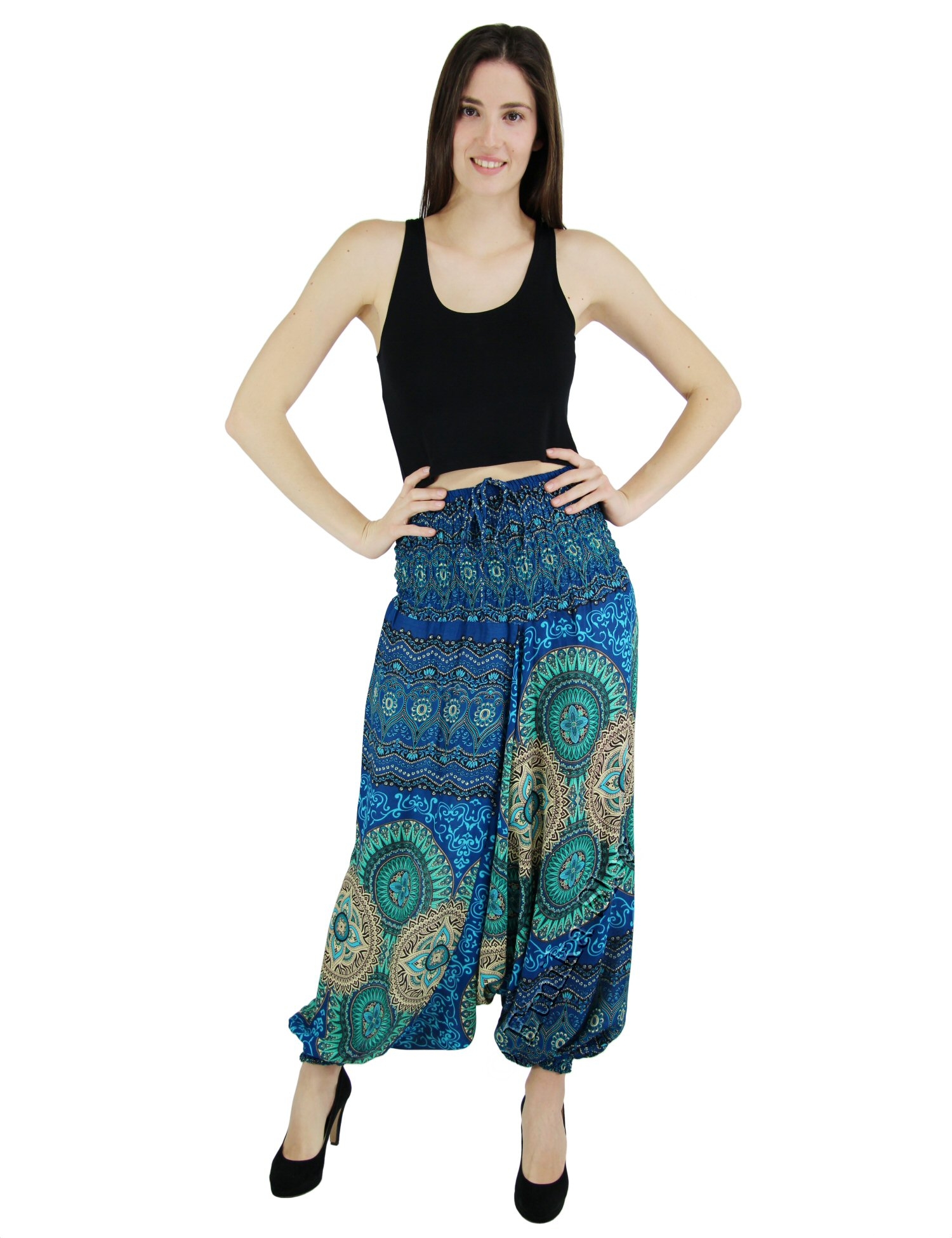 PANTALONE AFGANO / PANTAVESTITO IN VISCOSA , STAMPATO, FASCI
