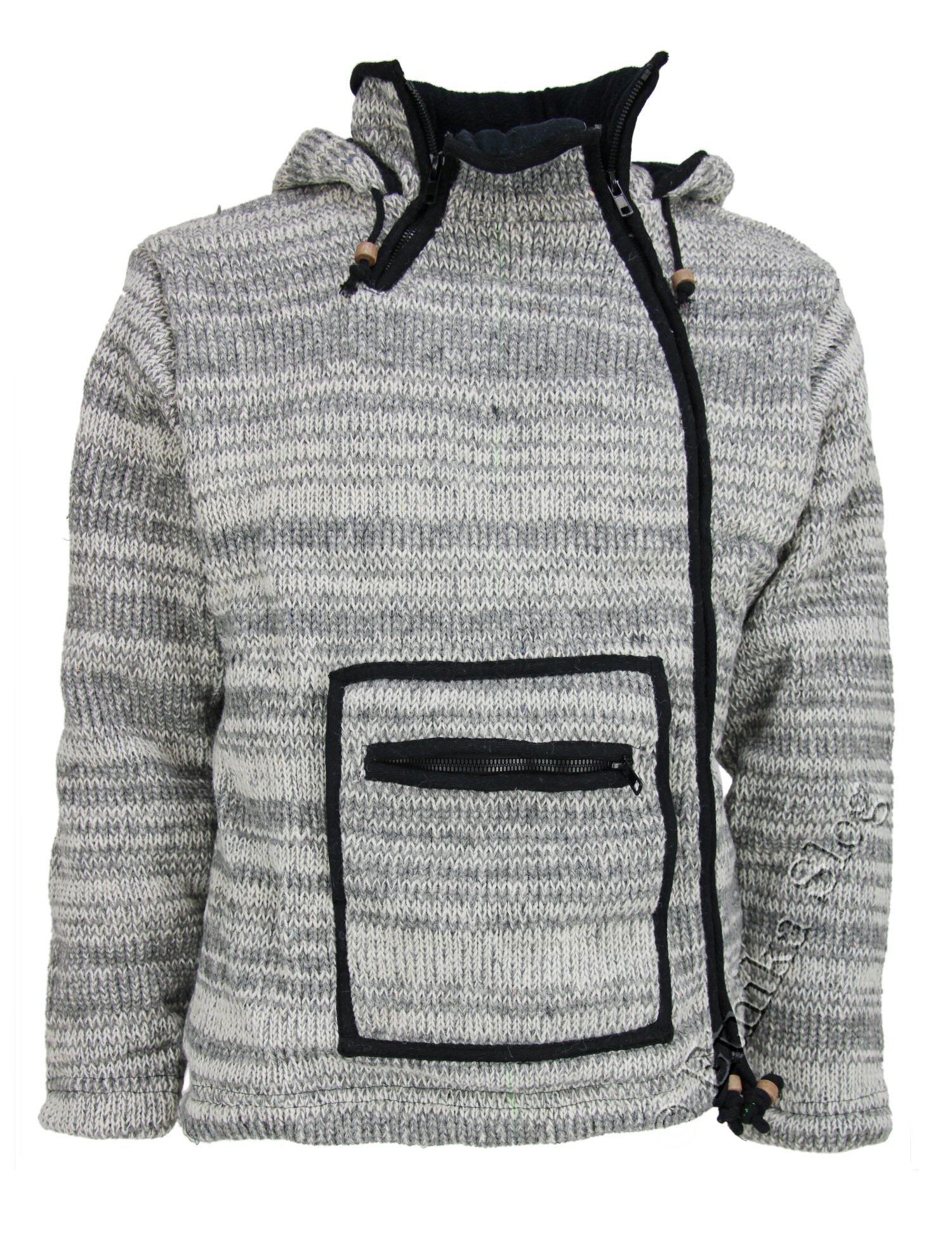 GIACCONE IN LANA FODERATO IN PILE, CAPPUCCIO E TAS