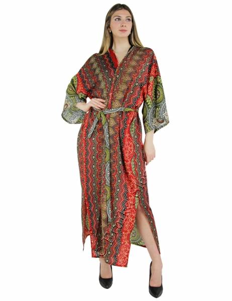 KIMONO LUNGO IN VISCOSA, MANICHE CORTE.DISPO