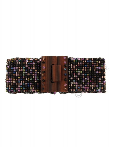 BELTS ELASTIC BELT IN MIXED MATERIALS, GLASS BEADS, WOOD - com Etnika Slog d.o.o.