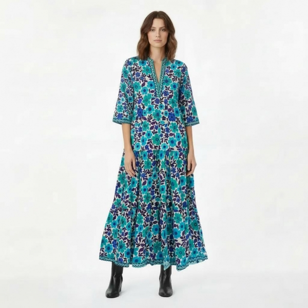 VESTITO&nbsp;LUNGO INDIANO IN FIOCCO DI COTONE MORBIDO