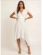 VESTITO LUNGO IN COTONE BIANCO,&nbsp;CON MANICA CORTA A
