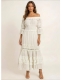VESTITO LUNGO IN COTONE BIANCO,&nbsp;CON MANICA CORTA A