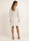 VESTITO CORTO IN COTONE BIANCO, MANICA A TRE QUART