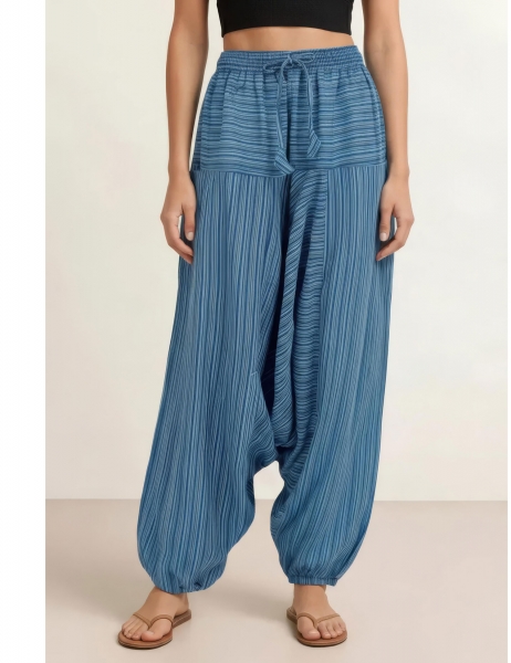 PANTALONI COTONE ESTIVI DONNA PANTALONE AFGHANO IN COTONE A RIGHE, FASCI - com Etnika Slog d.o.o.