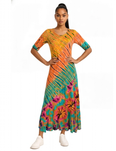 ABITO&nbsp;LUNGO TIE DYE CON INTRECCIO SULLA SCHIENA, M