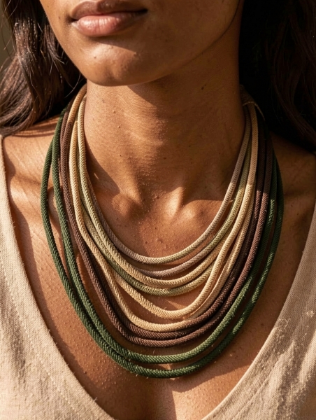 COTTON JEWELRY 10-STRAND NECKLACE, BUTTON CLOSURE.AVAILABLE - com Etnika Slog d.o.o.