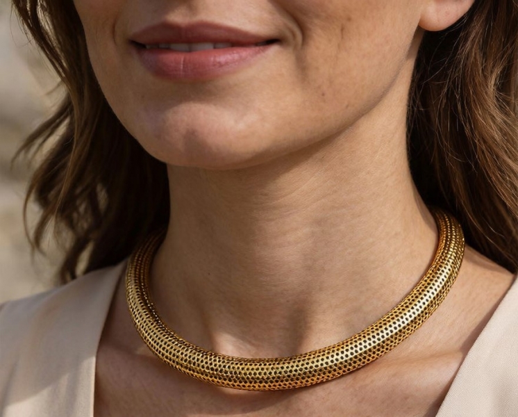 OGRLICE - KOVINA RIGID NECKLACE IN WHITE METAL.DIAMETER NECKL - Etnika Slog d.o.o.