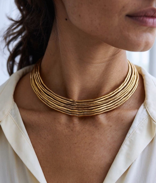 OGRLICE - KOVINA RIGID NECKLACE IN WHITE METAL.DIAMETER NECKL - Etnika Slog d.o.o.