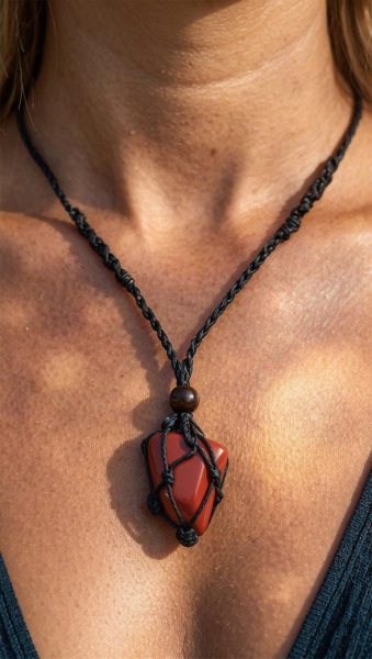 PENDENTE PIETRA DURA GANCETTO ARGENTO COLLANA IN COTONE CERATO CON GABBIETTA PORTA PIETR - Etnika Slog d.o.o.