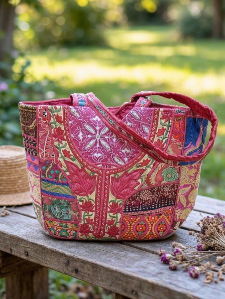 SHOULDER BAGS SHOULDER BAG&nbsp;MADE OF COTTON, PATCHWORK SARI, LARGE - com Etnika Slog d.o.o.