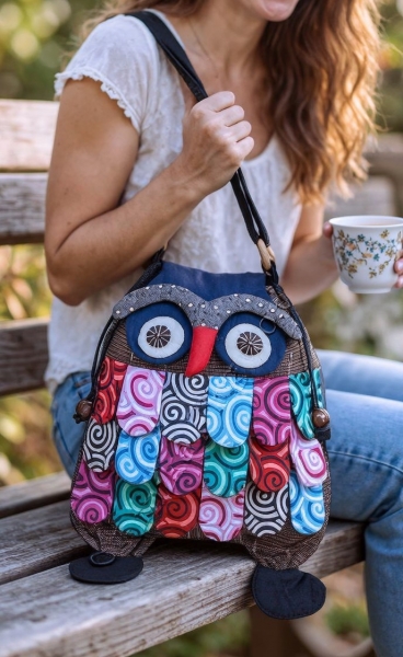 BAG ANIMALS COTTON SHOULDER BAG IN THE FORM OF A OWL. MEASURES - Etnika Slog d.o.o.
