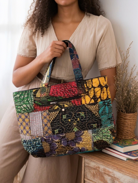 EMBROIDERED SHOULDER BAGS LARGE PRINTED COTTON SHOULDER BAG WITH STITCHING, - com Etnika Slog d.o.o.