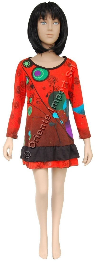 VESTITO BAMBINA CORTO MANICA LUNGA IN TESSUTO CON VESTITO BAMBINA CORTO MANICA LUNGA IN TESSUTO CON